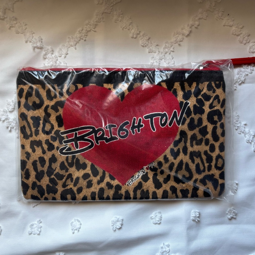 Brighton Leopard Print Cosmetic Bag with Red Heart